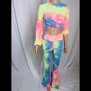 Beach Riot Neon Sparkle Crop Top and Pant